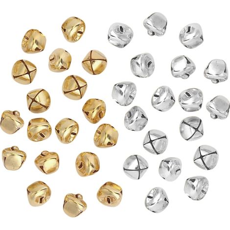 100 Stück 12 mm Gold-/Silberglöckchen – Schmuck, DIY, Wohndekoration
