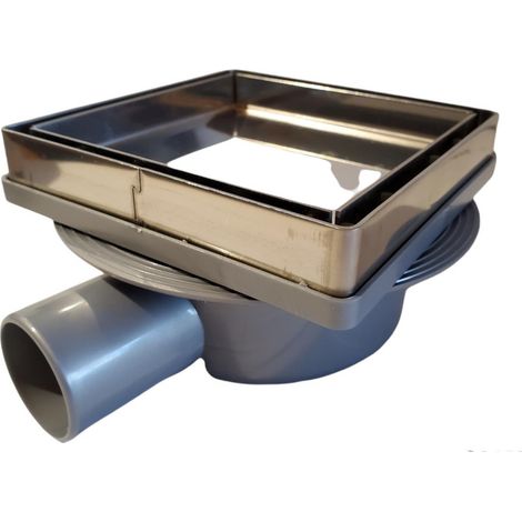 Bonde horizontale / Siphon à carreler Inox 13x13 cm (1/5)