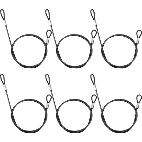 6 câble Métallique en Acier Inoxydable à Double Boucle de 60cm Sangle de Sécurité Noire Câble de Sécurité en Plastique Recouvert de Fer Câble de Verrouillage de Bagages pour Chaîne (1/5)