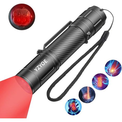Thérapie de lumière infrarouge pour la douleur articulaire et musculaire lampe à poche rechargeable, Dispositif de baguette thérapie lumière rouge, lumières rouges-4 longueurs d'onde. (1/4)