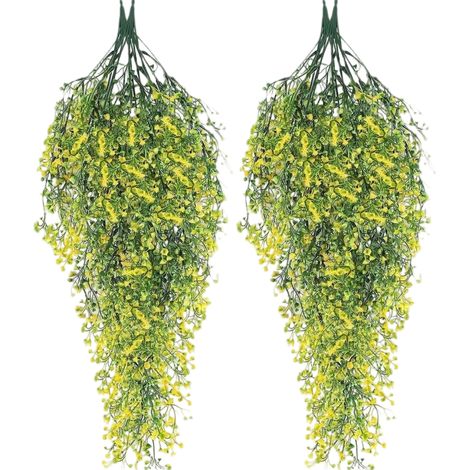 Deux plantes artificielles suspendues, idéales pour la décoration murale et la décoration de couronnes de mariage. (1/5)