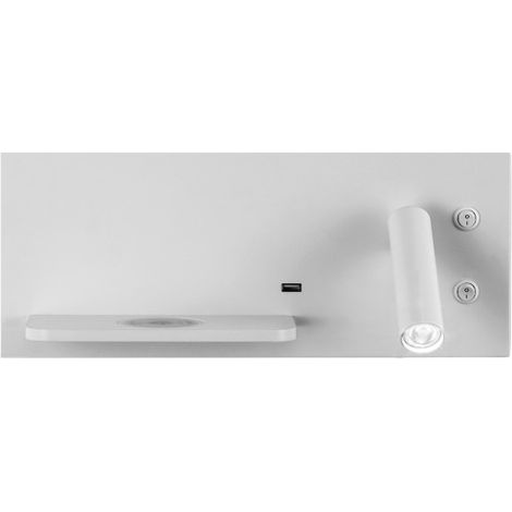 Aplique 2+8w 4000k Velazquez Dcho Blanco Usb+qi 130lm Doble Encendido 14x35x14 Cm
