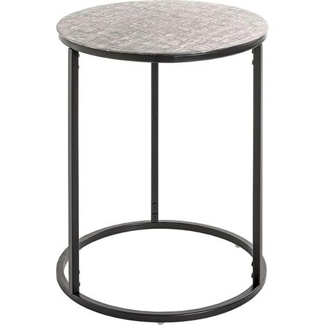 Table d'Appoint Ronde "Galia" 52cm Argent & Noir