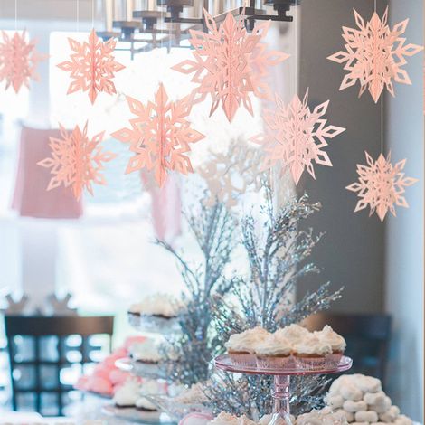 Flocon de Neige - Guirlande Décorative 3D Pailletée - Pour Décoration de Noël Intérieur et Extérieur - Lot de 6 (1/5)