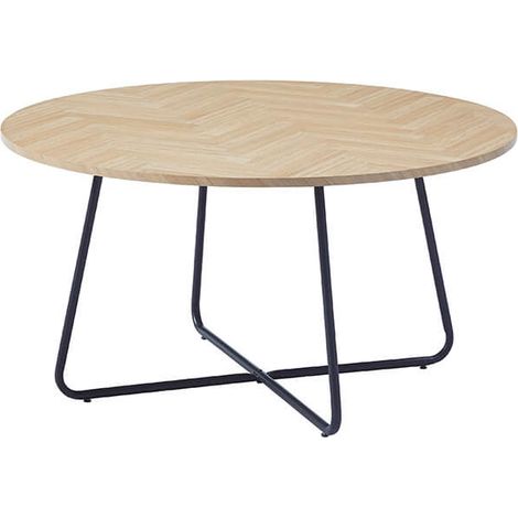 Home Deluxe - Mesa de centro redonda NOVARA - 88 x 47 cm Color: Roble espina de pescado (1/5)