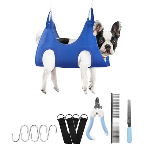 Hamac pour chiens de toilettage et chats, KkvoGmle, textile, avec accessoires, 56.8 x 45 cm, bleu, polyvalent et pratique (1/5)