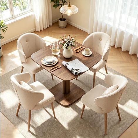 CHICFURN Table à manger carrée 70x70 cm en bois brun pour 4 personnes, gain de place (1/5)