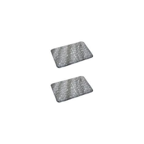 2 Tapis Relief Antidérapant 60x40 cm Mousse à Mémoire de Forme Motif Galets