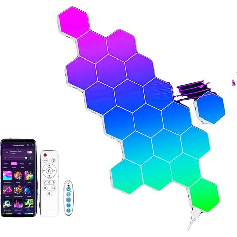 Applique esagonali da parete, sincronizzazione musicale, design modulare fai-da-te, Hexagonal Light-c, 20 pezzi (1/2)