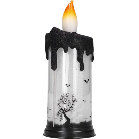Boule à neige d'Halloween avec bougies LED décoratives, lampe bougie électronique pour fête, squelette dansant (1/5)