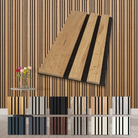 HEXIM Akustikpaneele Holz Mila Musterstücke flexible Wandpaneele Kombipaneel Wandpaneele MDF Akustikfilz: Pecan, 1 Musterstück (1/5)