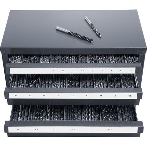Armoire distributrice de forets, meuble de rangement à trois tiroirs pour forets de 1 mm à 13 mm, armoire distributrice de forets en acier avec étiquettes, distributeur de forets empilable pour le ran (1/5)