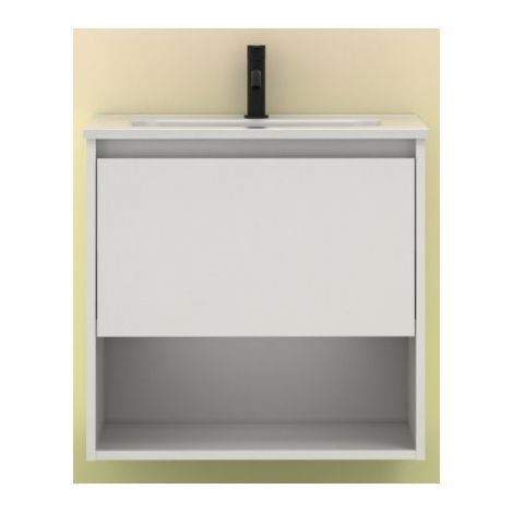NIWA - AMIZUVA ensemble meuble + lavabo Couleur : blanc brillant - Dimensions : 60 cm