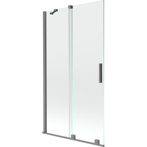Mexen Velar mampara de ducha corredera de 2 paneles 100 x 150 cm, transparente, gun metal - 896-100-000-01-95 (1/5)