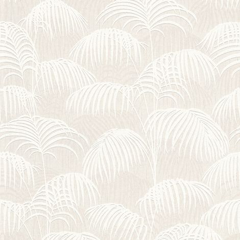 BRICOFLOR Papier peint jungle Papier peint tropical Tapisserie jungle Tapisserie tropicale Papier peint intissé Beige / crème Blanc - 10,05 x 0,53 m (1/5)