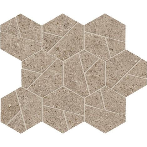 Mosaïque effet Pierre Calcaire Grège Hexa 28,5x25x0,9 cm Mat Domella - Sol et mur intérieur (vendu par carton de 0,428 m²) - RO'MA CARRELAGE