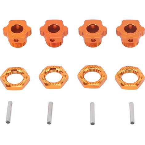 4 adaptateurs de moyeu de roue hexagonaux de 17 mm en alliage d'aluminium orange pour voiture RC ZD Racing 9116 08427 1/8 (1/5)