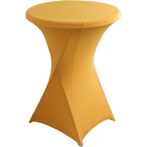 Lot de 2 nappes rondes hautes, diamètre 80-85 cm, extensibles, pour restaurants, bars, cocktails, tables de banquet (80 x 110 cm), jaune doré (1/5)
