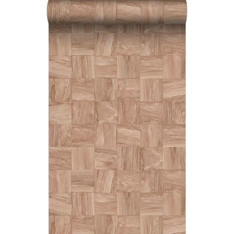 papier peint morceaux carrés de déchets de bois rose terracotta  - Origin Wallcoverings (1/5)