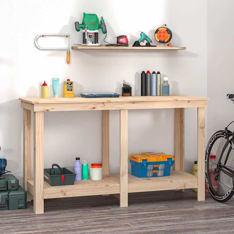 Banco da Lavoro 140x50x80 cm in Legno Massello di Pino vidaXL