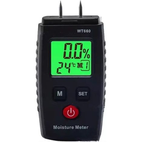 Testeur Humidité, Détecteur d'Humidité à Broche avec 3 Modes, Écran LCD avec rétroéclairage vert, Détecteur de Moisissures pour Bois et Matériaux de Construction. Ikodm (1/2)