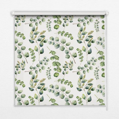 Tenda a Rullo Interna per Finestra - Tenda Filtrante Luce - Tenda Privacy - Tenda Decorativa Rettangolare - Rullo per Interni - (100 cm x 140 cm) - Rami verdi (1/5)
