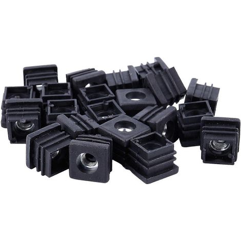 Bouchons d'extrémité de tubes carrés, filetage M8, 20 x 20 mm, 20 pièces, noir - C5 (1/5)