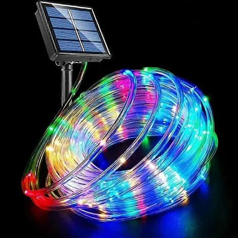 Guirlande lumineuse solaire d'extérieur tube PVC étanche fil de cuivre 32 m 300 LED multicolore pour jardin et terrasse (1/5)