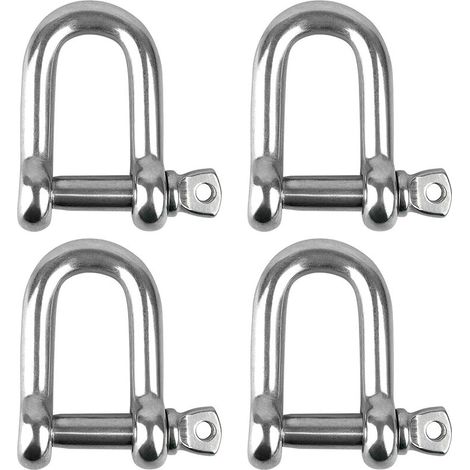M8 D-ring 4 pièces en acier inoxydable D-manille arc manille chaîne de levage manille avec goupille filetée adaptée à la salle des outils (1/5)