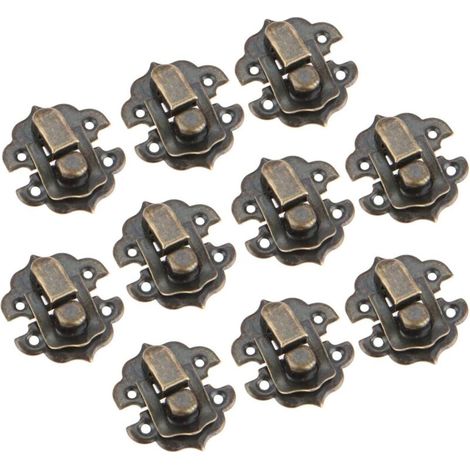 10 Stück Vintage-Schmuckkästchenverschlüsse, antike Verschlüsse, 29 x 31 mm Kastenverschluss, Knebelverschlüsse für Schmuckkästchen und Geschenkboxen, Antikbronze (1/4)