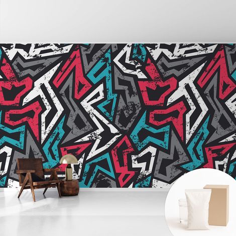 Papier peint intissé mural installation rapide du papier peint durable et résistante - Colle incluse gratuite Mosaïque abstraite 416x254 cm (1/5)