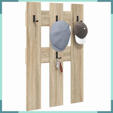 874501 Porte-manteau mural Montage mural Chêne Sonoma 65 x 3 x 100 cm (1/5)