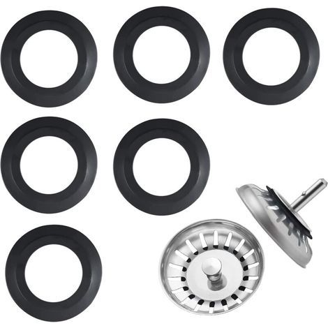 6 Pièces joint evier cuisine,Joint en Silicone pour Paniers Filtrants, Joint d’évier de Rechange en Caoutchouc,54mm Extérieur, 32mm Intérieur, Cuisine D'évacuation Bouchon D'obturation Joint (1/5)