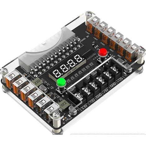 Module de dérivation ATX 12 ports USB, sorties 3A, 3.3V, 5V, 12V, -12V, avec boîtier acrylique (1/5)