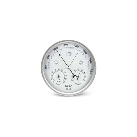 Analoge Wetterstation mit Barometer, Thermometer und Hygrometer zur Messung des Luftdrucks einfach und gut ablesbar. (1/3)