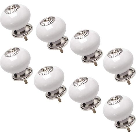 Boutons d'armoire en bouton vintage poignée de tirage ronde tiroir porte meuble armoire placard 8 pièces Céramique (1/5)