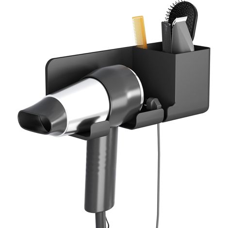 Support Murale Pour Sèche-Cheveux - Fixation Adhésive Sans Perçage - Organiseur pour Outils de Coiffure - 1 Pièce (1/5)