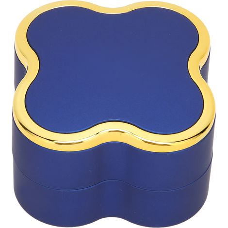 Écrin bague en forme de trèfle à quatre feuilles, coffret bijou portable avec lumière, bleu marine, présentoir de rangement élégant. (1/5)