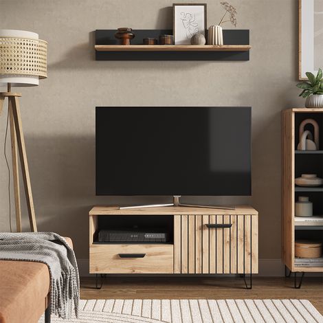 Meuble tv Amber, Marron, 100.2 x 48.5 cm avec tiroir et porte, Vicco (1/5)