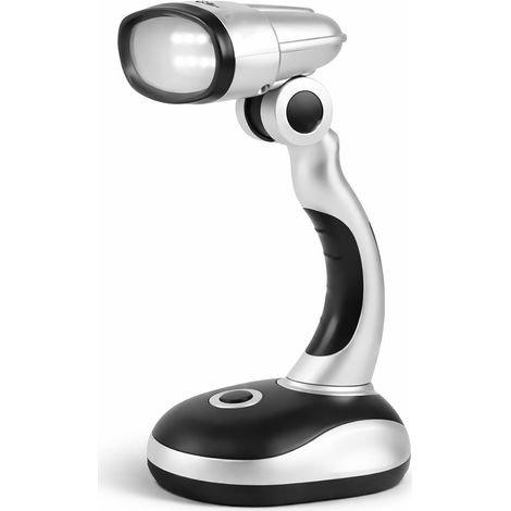 Lampe de bureau portable alimentée par piles, tête flexible de 180 degrés avec 12 LED puissantes, idéale pour le travail, portée de 10 mètres, lampe torche lumineuse sans fil pour la (1/5)