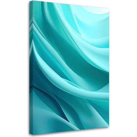 Quadro su tela, Onde turchesi astratte in una composizione moderna - 40x60 (1/2)