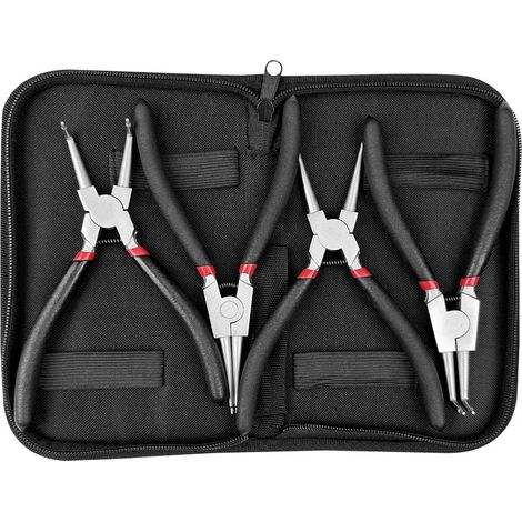 4-piece pliers set for external and internal retaining rings with storage bag, straight retaining ring pliers with non-slip handles, curved retaining ring pliers for removing... (1/5)