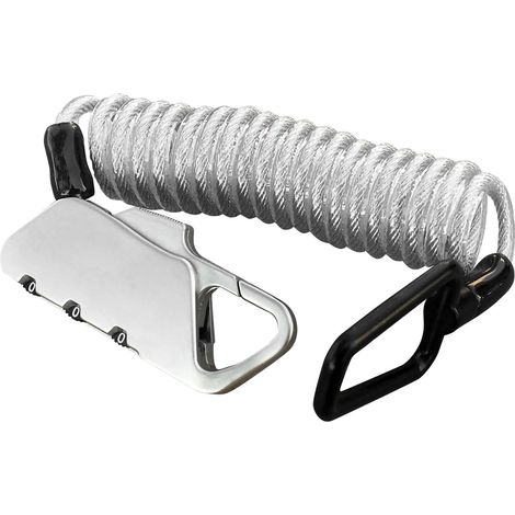 Cadenas à câble télescopique K2N pour casque, bagages et vélo, antivol à mot de passe réglable, argenté (1/5)
