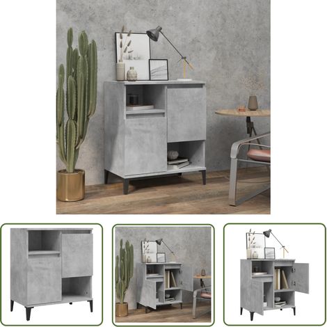 The Living Store Buffet Gris béton 60x35x70 cm Bois d'ingénierie - Buffet - Armoire - Meuble De Rangement - Mobilier - Cuisine (1/5)