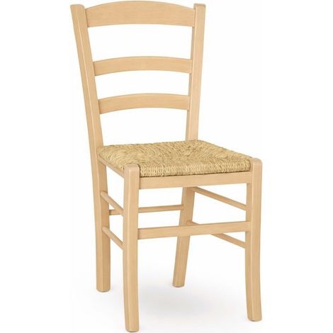 Sedia da sala da pranzo Paesana in legno colore naturale con seduta in paglia