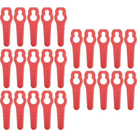 50 lame di plastica per tosaerba, lame di ricambio per tagliaerba, strumento efficace per la rimozione delle erbacce, disco da taglio in ABS rosso per il giardino.