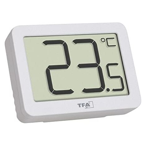 Thermomètre numérique intérieur – Plage de mesure -10 à +60°C – Aimant de fixation et support pliable – Compact et léger – TFA