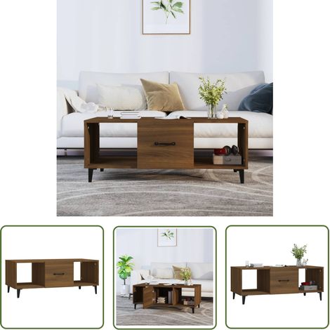 The Living Store Couchtisch Braun Eichen-Optik 102x50x40 cm Holzwerkstoff - Couchtisch - Wohnzimmereinrichtung - Esszimmertisch - Holzmöbel - Sideboard (1/5)