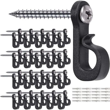 Set mit 40 Weihnachtslichterhaken mit Kreuzschlitzschrauben für Garage, Silvester, Gartenpartys, leicht zu entformende Kabel und LED-Lichter, Schraubenrichtung beachten