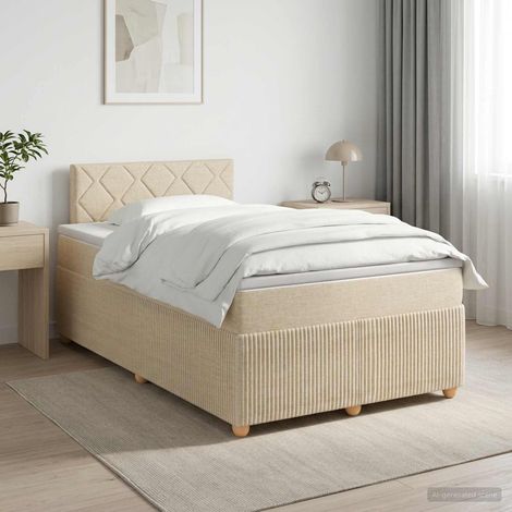 vidaXL Cama box spring con colchón Crema 120 x 190 cm Tela (1/5)